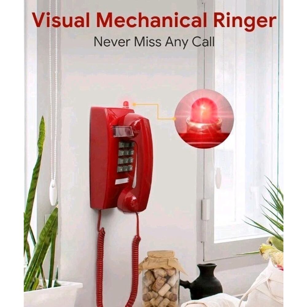 Retro Wall Phones for Landline with Mechanical Ringer Corded Telephone Wall Moun